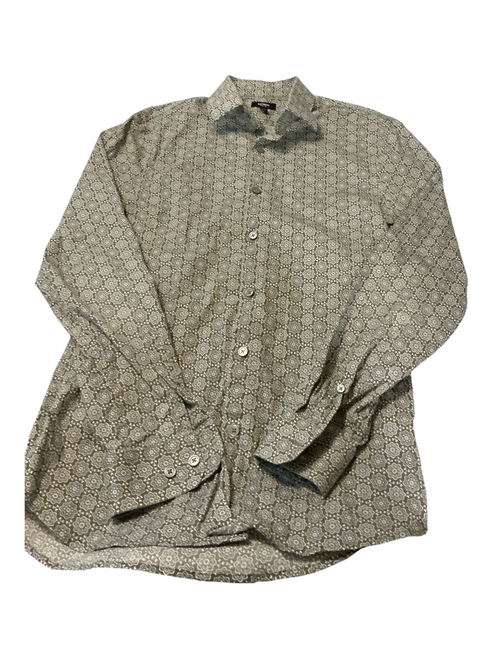 Men's Printed Long-Sleeve Button-Up Shirt - Gray